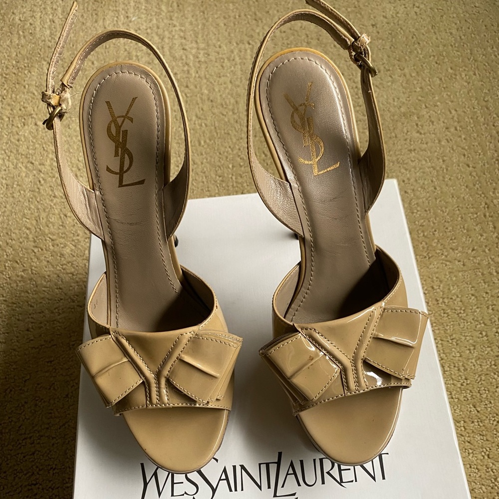 YSL sling back skin beige heel